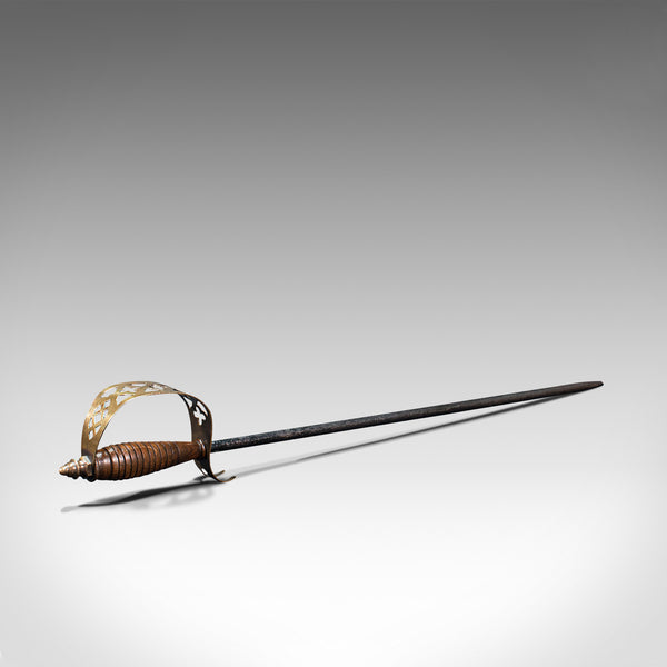 Antique Poker, English, Oak, Brass, Steel, Fireside Tool, Edwardian, 1910
