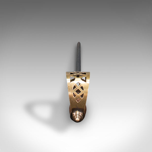 Antique Poker, English, Oak, Brass, Steel, Fireside Tool, Edwardian, 1910