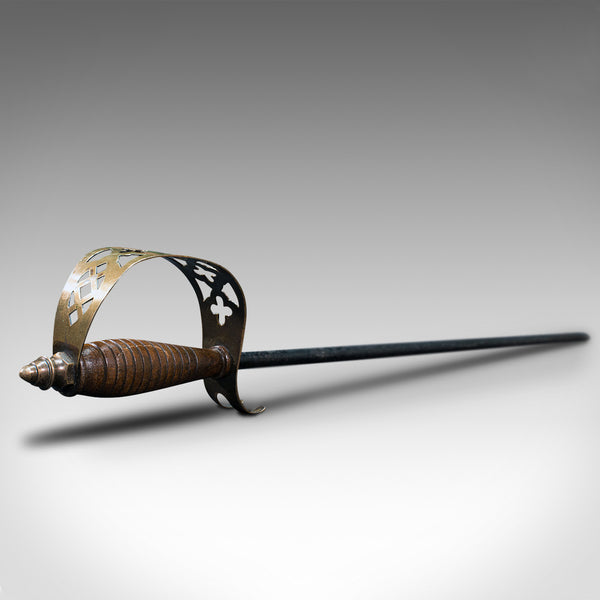 Antique Poker, English, Oak, Brass, Steel, Fireside Tool, Edwardian, 1910
