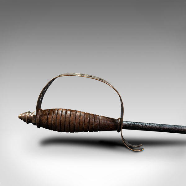Antique Poker, English, Oak, Brass, Steel, Fireside Tool, Edwardian, 1910
