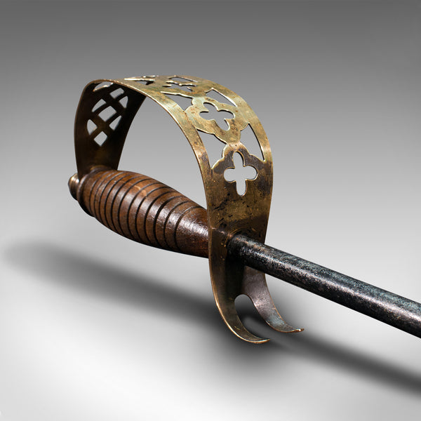 Antique Poker, English, Oak, Brass, Steel, Fireside Tool, Edwardian, 1910