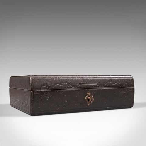 Antique Merchant's Writing Slope, English, Leather, Correspondence Box, C.1890