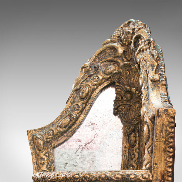 Antique Mirrored Corner Shelf, English, Gilt Gesso, Decorative Display, Regency