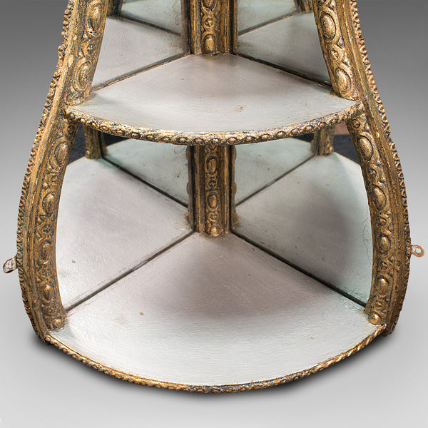 Antique Mirrored Corner Shelf, English, Gilt Gesso, Decorative Display, Regency
