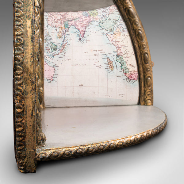 Antique Mirrored Corner Shelf, English, Gilt Gesso, Decorative Display, Regency