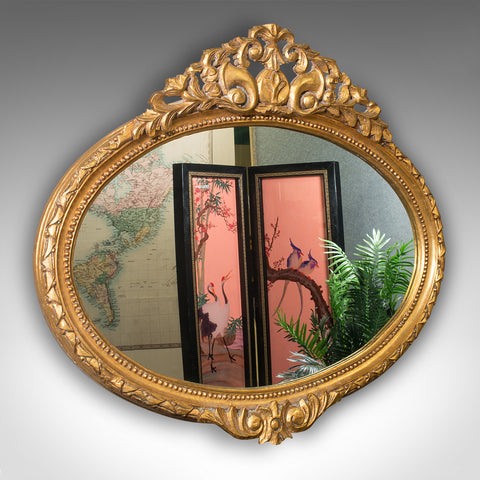 Antique Oval Decorative Mirror, Italian, Giltwood, Hall, Overmantle, Victorian