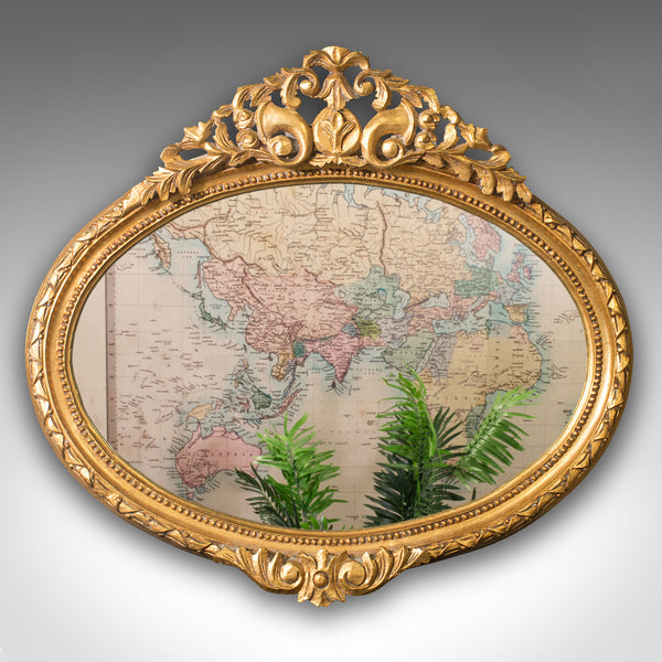 Antique Oval Decorative Mirror, Italian, Giltwood, Hall, Overmantle, Victorian