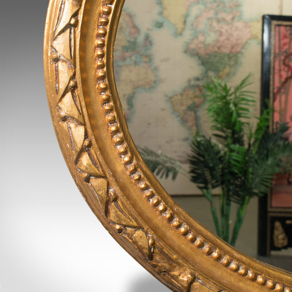 Antique Oval Decorative Mirror, Italian, Giltwood, Hall, Overmantle, Victorian