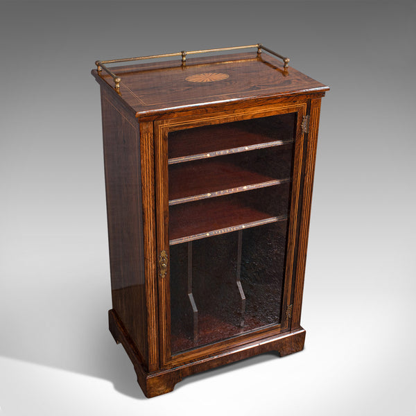 Antique Music Cabinet, English, Rosewood, Display Case, Victorian, Circa 1900