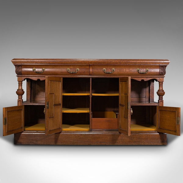 Large Antique Dresser Base, Scottish, Oak, Buffet, Server, Late Victorian, 1880