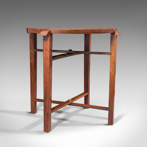 Vintage Circular Folding Table, Haitian, Mahogany, Coffee, Serving Tray, C.1930
