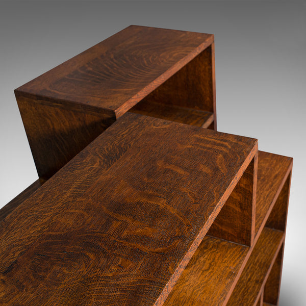 Large Pair Of Antique Bookshelves, English, Oak, Bookcase, Cabinet, Edwardian