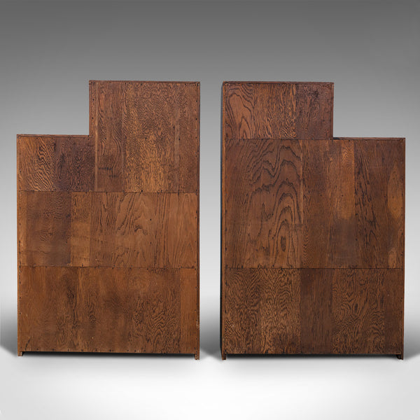 Large Pair Of Antique Bookshelves, English, Oak, Bookcase, Cabinet, Edwardian