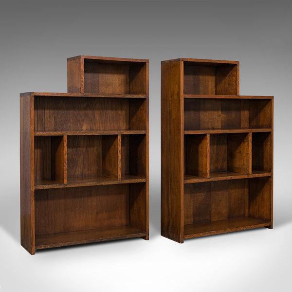 Large Pair Of Antique Bookshelves, English, Oak, Bookcase, Cabinet, Edwardian