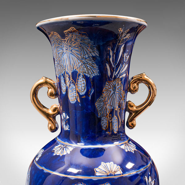 Vintage Decorative Flower Vase, Oriental, Ceramic, Ornamental, Baluster, C.1980