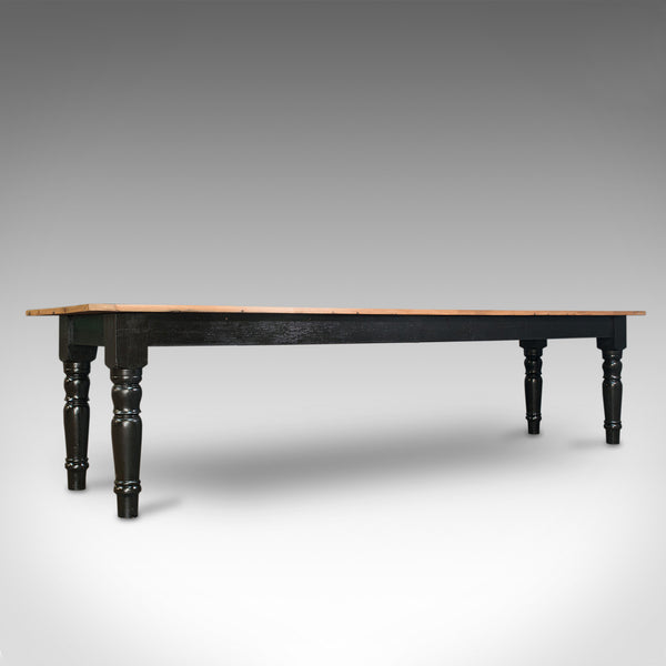 Large Antique Farmhouse Dining Table, English, Pine, Kitchen, Victorian, C.1900