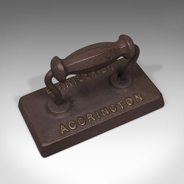 Antique Billiard Table Iron, English, Snooker, Door Stop, EJ Riley, Circa 1920