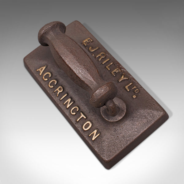 Antique Billiard Table Iron, English, Snooker, Door Stop, EJ Riley, Circa 1920
