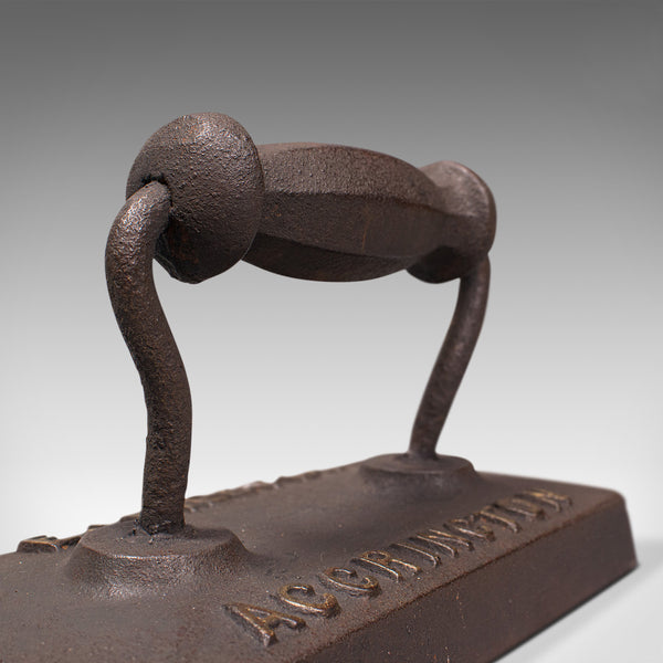 Antique Billiard Table Iron, English, Snooker, Door Stop, EJ Riley, Circa 1920