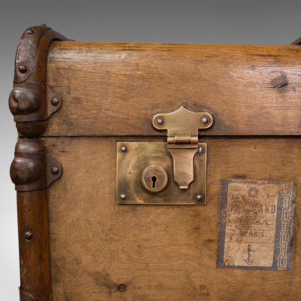 Large Antique Steamer Trunk, English, Cedar, Shipping Chest, Edwardian, C.1910