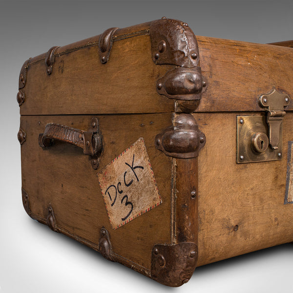 Large Antique Steamer Trunk, English, Cedar, Shipping Chest, Edwardian, C.1910