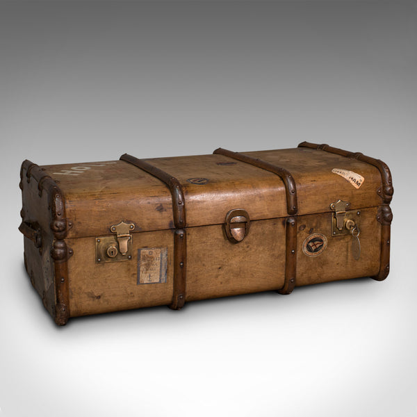 Large Antique Steamer Trunk, English, Cedar, Shipping Chest, Edwardian, C.1910