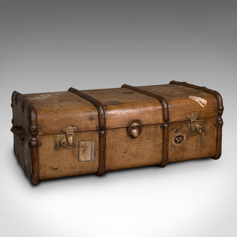 Large Antique Steamer Trunk, English, Cedar, Shipping Chest, Edwardian, C.1910