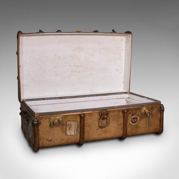 Large Antique Steamer Trunk, English, Cedar, Shipping Chest, Edwardian, C.1910