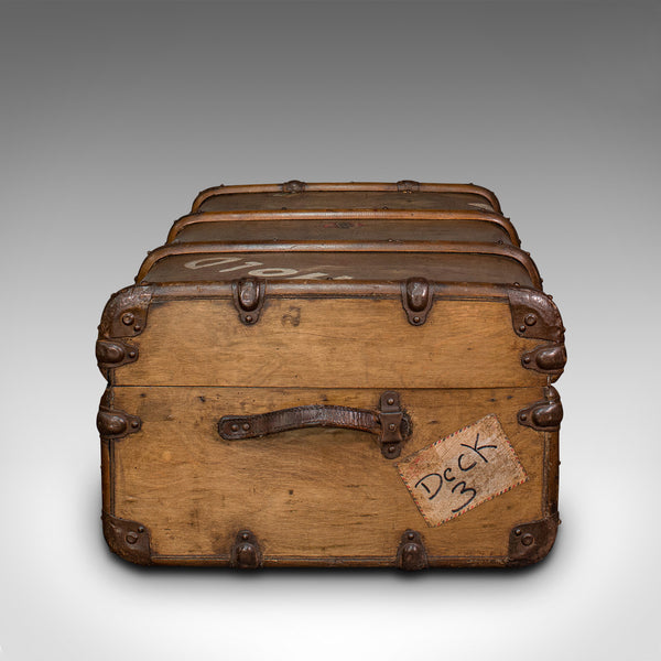 Large Antique Steamer Trunk, English, Cedar, Shipping Chest, Edwardian, C.1910