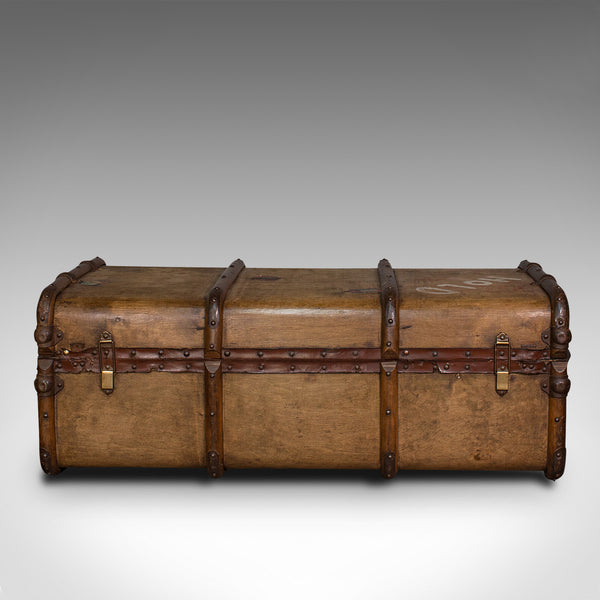 Large Antique Steamer Trunk, English, Cedar, Shipping Chest, Edwardian, C.1910