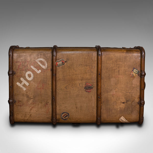 Large Antique Steamer Trunk, English, Cedar, Shipping Chest, Edwardian, C.1910
