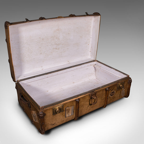 Large Antique Steamer Trunk, English, Cedar, Shipping Chest, Edwardian, C.1910