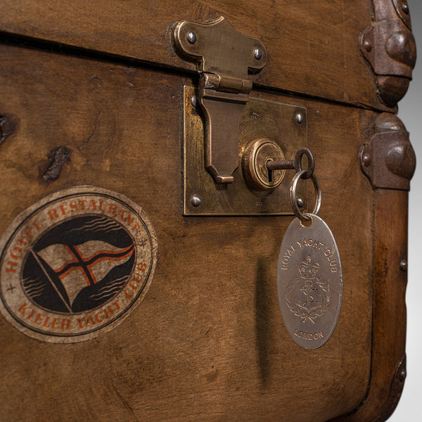 Large Antique Steamer Trunk, English, Cedar, Shipping Chest, Edwardian, C.1910