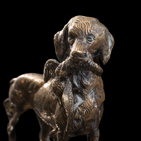 Antique Retriever Statue, English, Brass, Decorative, Dog Ornament, Victorian
