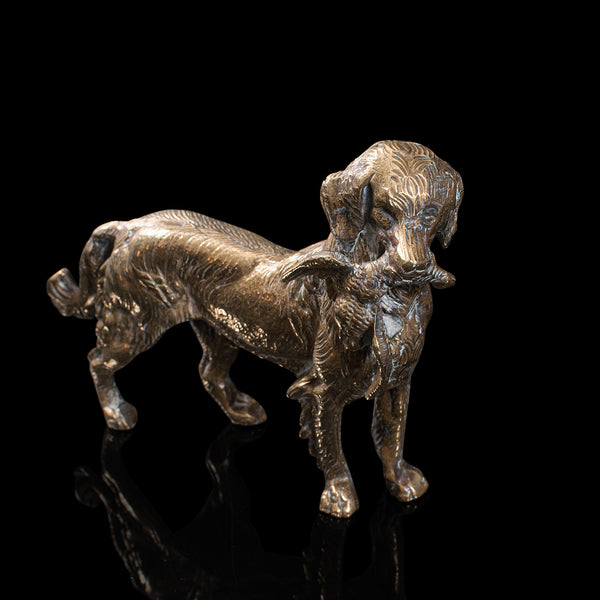Antique Retriever Statue, English, Brass, Decorative, Dog Ornament, Victorian