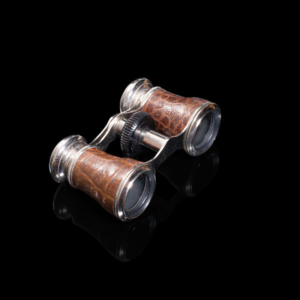 Pair of Antique Opera Glasses, English, Leather, Theatre Binocular, Edwardian