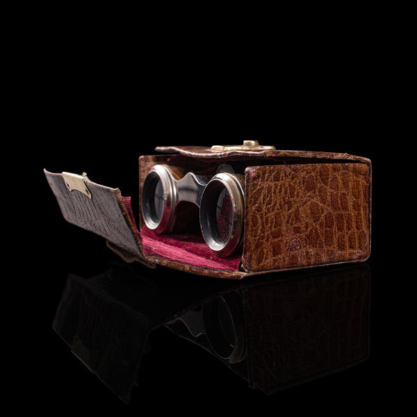 Pair of Antique Opera Glasses, English, Leather, Theatre Binocular, Edwardian