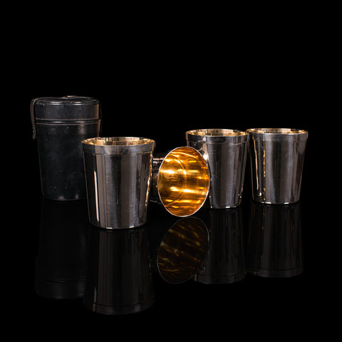 Vintage Stirrup Cup Set, English, Silver Plate, Tumbler, Dunhill, Circa 1970