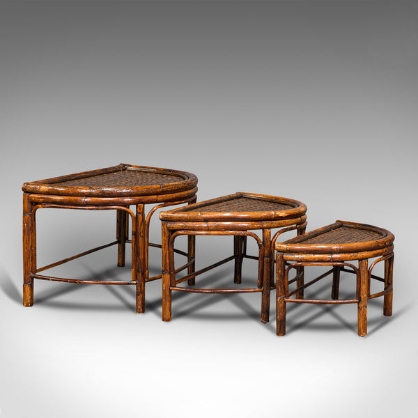 Antique Set Of Nesting Tables, Oriental, Bamboo, Occasional, Side, Edwardian
