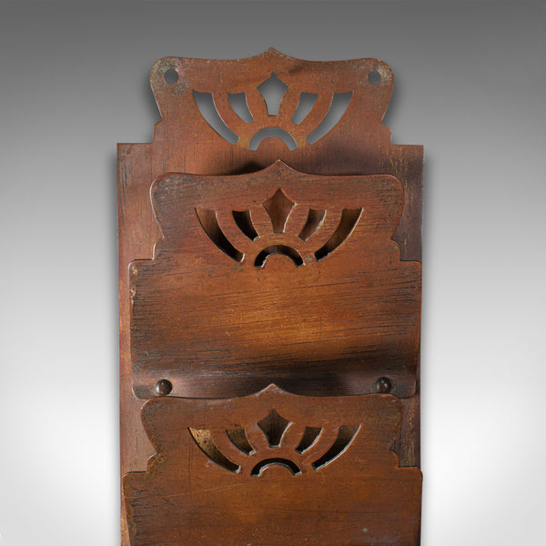 Small Antique Letter Rack, English, Brass, Hanging, Art Nouveau, Victorian, 1900