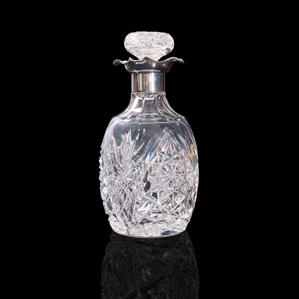 Vintage Drink Decanter, German, Cut Glass, Whiskey, Liquor Vessel, Circa 1970