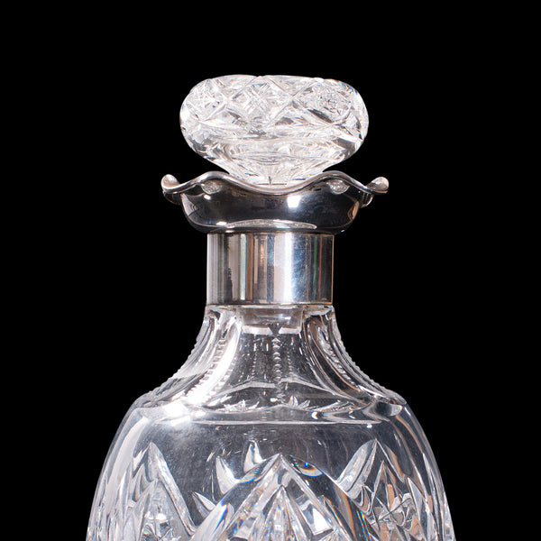 Vintage Drink Decanter, German, Cut Glass, Whiskey, Liquor Vessel, Circa 1970