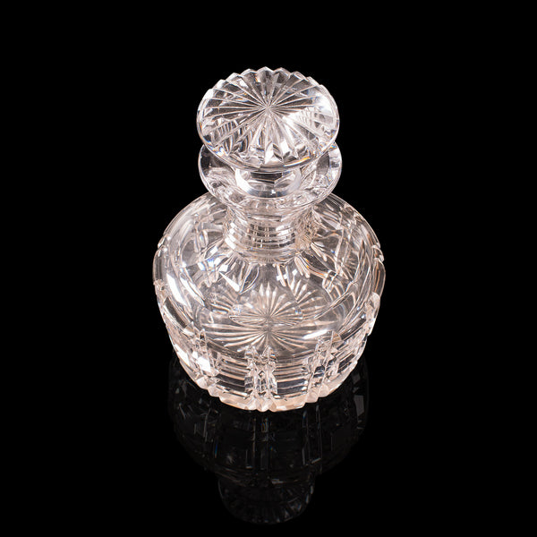 Pair, Antique Sherry Decanters, English, Glass, Spirit, Liquor Flask, Edwardian
