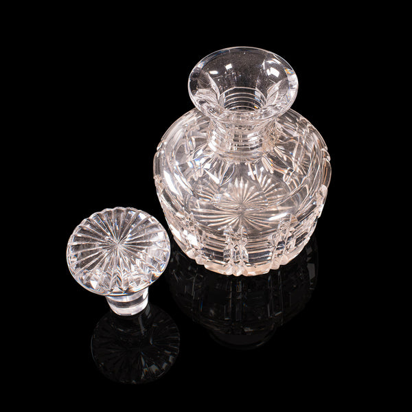 Pair, Antique Sherry Decanters, English, Glass, Spirit, Liquor Flask, Edwardian