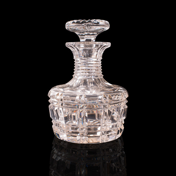 Pair, Antique Sherry Decanters, English, Glass, Spirit, Liquor Flask, Edwardian
