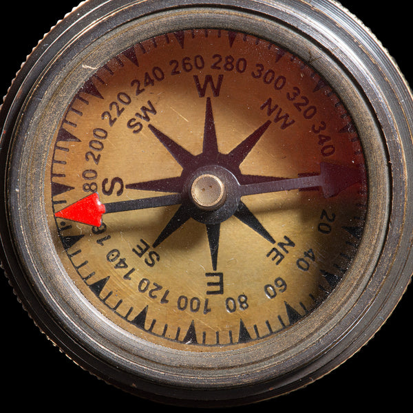 Vintage Pocket Compass, English, Brass, Navigation Instrument, Late 20th Century