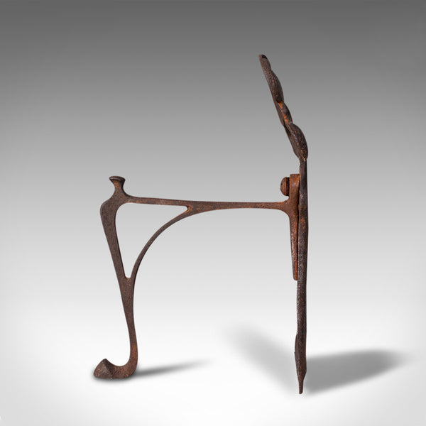 Pair Of Antique Andirons, French, Iron, Fire Dogs, Tool Rest, Art Nouveau, 1900