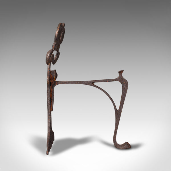 Pair Of Antique Andirons, French, Iron, Fire Dogs, Tool Rest, Art Nouveau, 1900