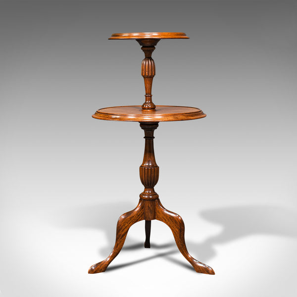 Antique Two Tier Table, English, Mahogany, Afternoon Tea, Cake Stand, Edwardian