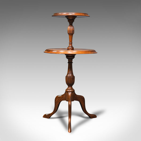 Antique Two Tier Table, English, Mahogany, Afternoon Tea, Cake Stand, Edwardian